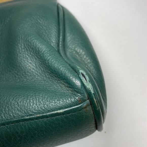 Vintage Sadie Rivers Gold Tone Chain Green Leather Clutch Purse Crossbody 10x6” - Picture 6 of 16
